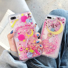Load image into Gallery viewer, Pretty Girl Glitter Sailor Moon Liquid Case for iPhone X XS MAX XR 6 6S 7 8 Plus Cover