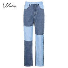 Load image into Gallery viewer, Patchwork Cargo Jeans Women High Waist