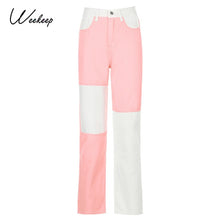 Load image into Gallery viewer, Patchwork Cargo Jeans Women High Waist