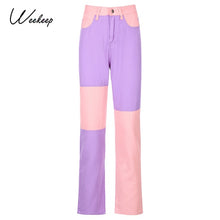 Load image into Gallery viewer, Patchwork Cargo Jeans Women High Waist