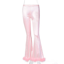 Load image into Gallery viewer, Pink Slim High Waist Pants with Feather