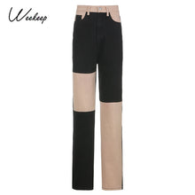 Load image into Gallery viewer, Patchwork Cargo Jeans Women High Waist