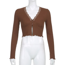 Load image into Gallery viewer, Sweet Deep V-neck Lace Trim Top