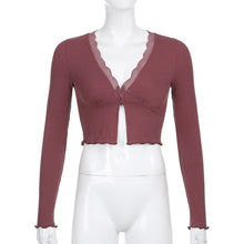 Load image into Gallery viewer, Sweet Deep V-neck Lace Trim Top