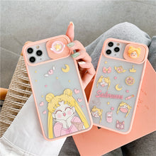 Load image into Gallery viewer, Cute Cartoon Sailor Moon Phone Case for iPhone Slide Camera Protection Silicone Cover