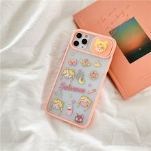 Load image into Gallery viewer, Cute Cartoon Sailor Moon Phone Case for iPhone Slide Camera Protection Silicone Cover