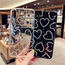 Load image into Gallery viewer, Glitter Heart Rhinestone Phone Case For iPhone