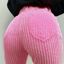 Load image into Gallery viewer, Corduroy Women Pants Pink High Waist