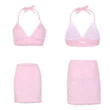 Load image into Gallery viewer, Pink Fluff Bralette-Skirt set