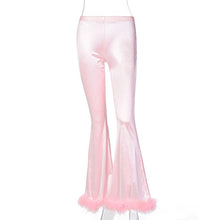 Load image into Gallery viewer, Pink Slim High Waist Pants with Feather
