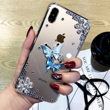 Load image into Gallery viewer, Butterfly Diamond Flower Rhinestone Case For IPhone
